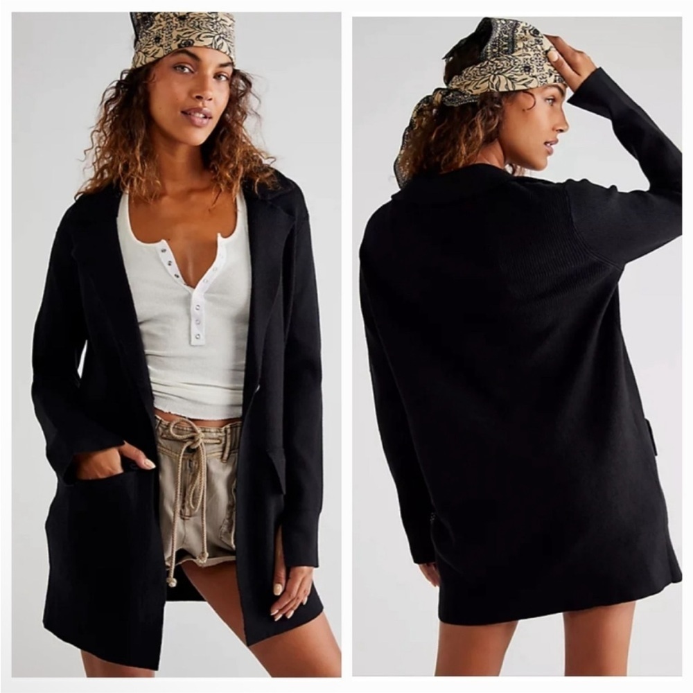 Free People Sarah Sweater Blazer black medium